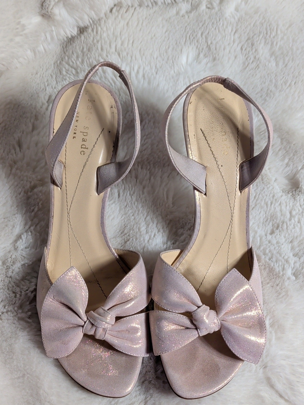 kate‎ spade Shimmery Light Pink Bow Slingback Heels